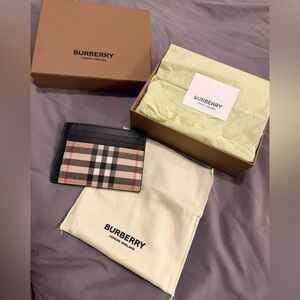 Burberry Checkered Black and Tan Card Holder